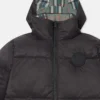 Pufferjacka med hög krage och rutigt foder Pufferjacka med hög krage och rutigt foder