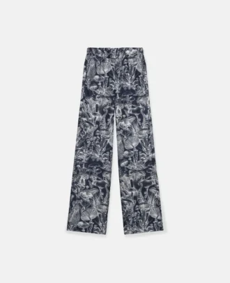 Pyjamasbyxor i silke med svampmönster Pyjamasbyxor i silke med svampmönster