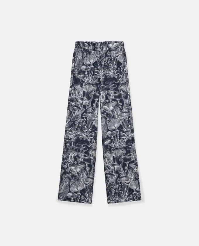 Pyjamasbyxor i silke med svampmönster