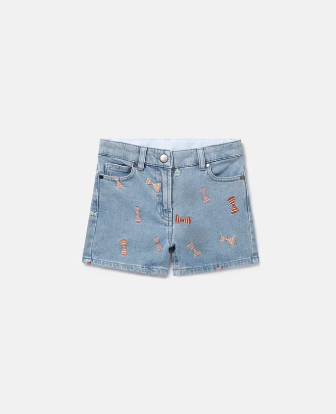Randiga denimshorts med rosetttryck Randiga denimshorts med rosetttryck