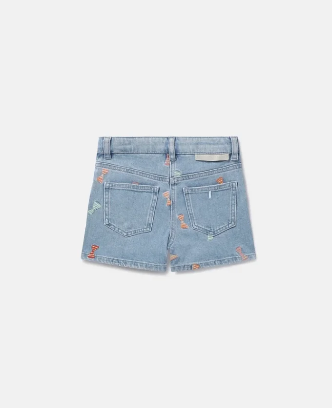 Randiga denimshorts med rosetttryck Randiga denimshorts med rosetttryck