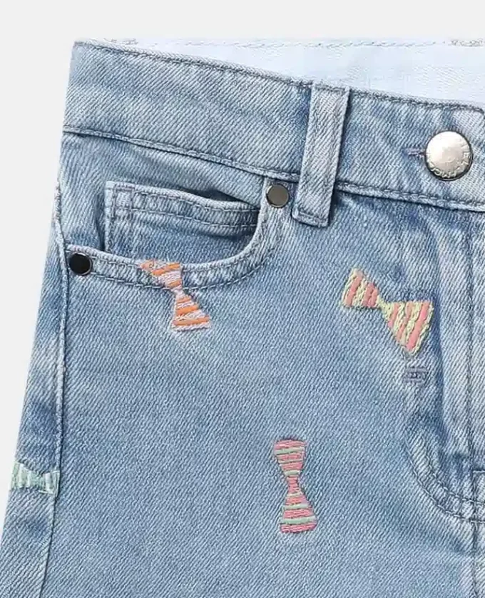 Randiga denimshorts med rosetttryck Randiga denimshorts med rosetttryck