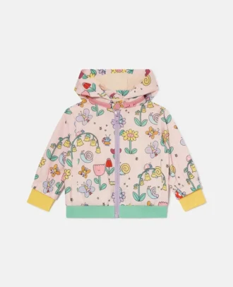 Regnjacka med huva och blommönster