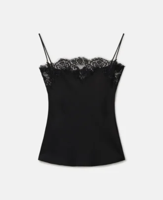 Ärmlös topp i spets och satin