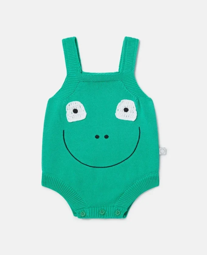 Romper med broderad groda Romper med broderad groda