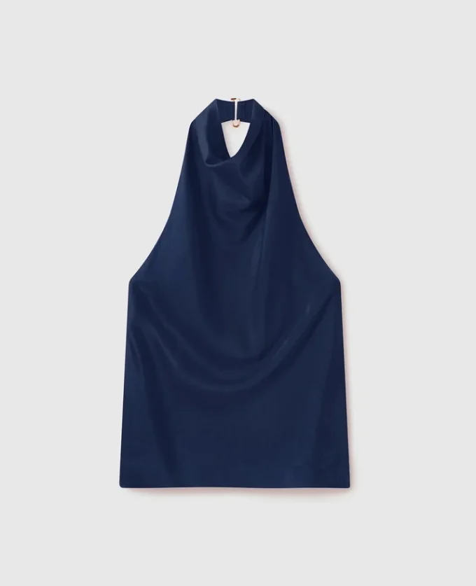Satintopp med halterneck