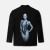 Sexig robotgrafik-blazer med smokingkrage Sexig robotgrafik-blazer med smokingkrage