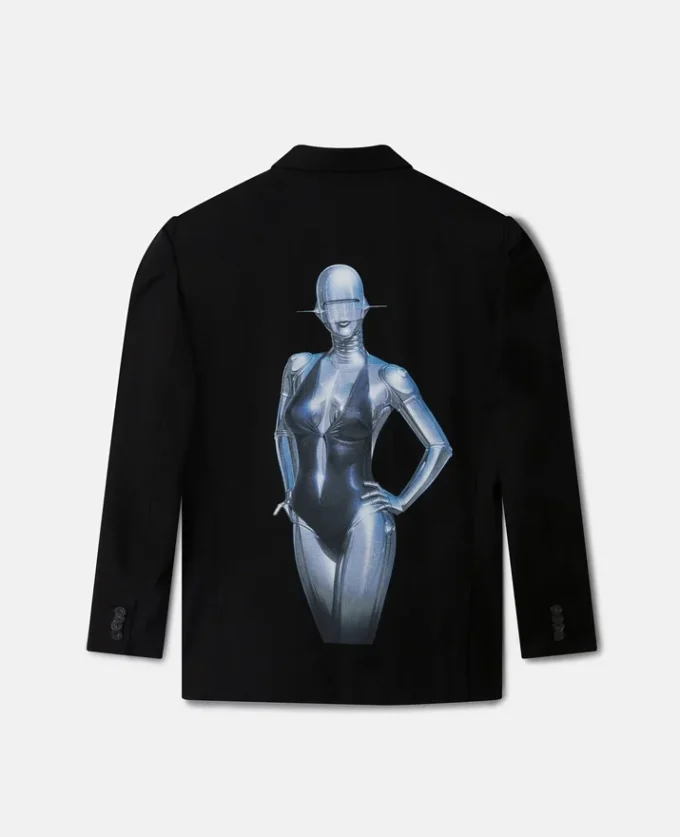 Sexig robotgrafik-blazer med smokingkrage Sexig robotgrafik-blazer med smokingkrage