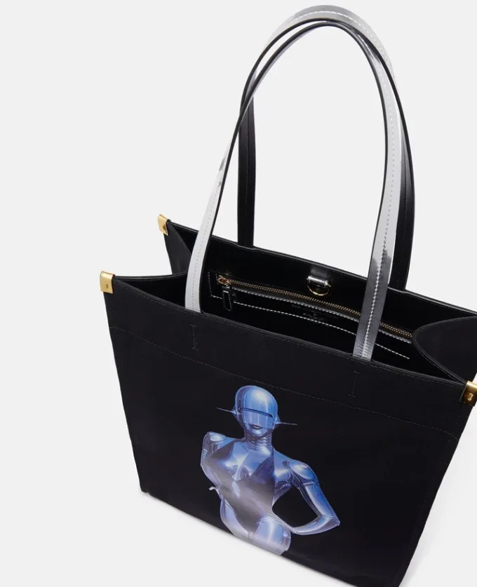 Sexig robotgrafik på ekologisk bomullscanvasväska Sexig robotgrafik på ekologisk bomullscanvasväska