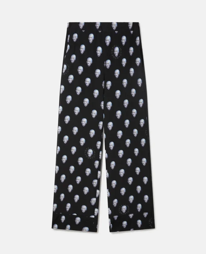Sexiga pyjamasbyxor i crepe de chine med robotprint Sexiga pyjamasbyxor i crepe de chine med robotprint