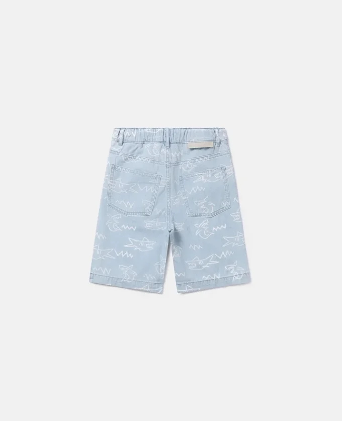 Shorts i denim med hajtryck Shorts i denim med hajtryck