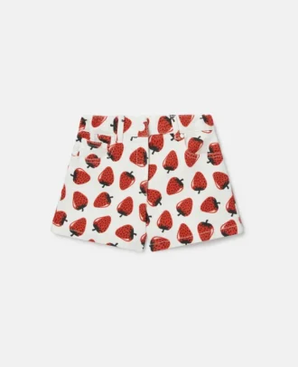Shorts med jordgubbsmönster