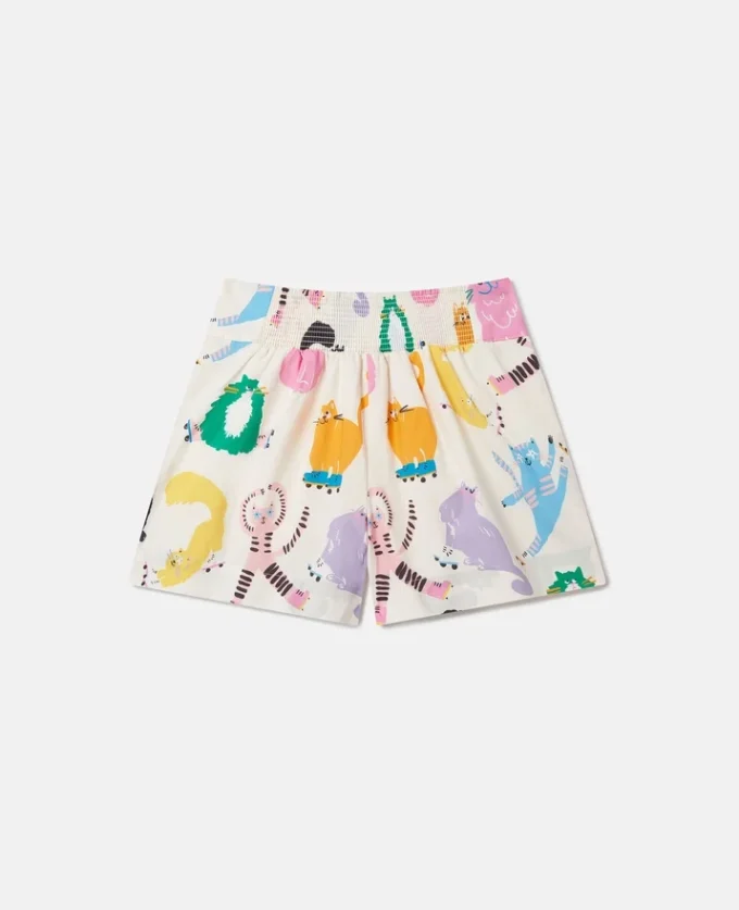 Shorts med kattmönster