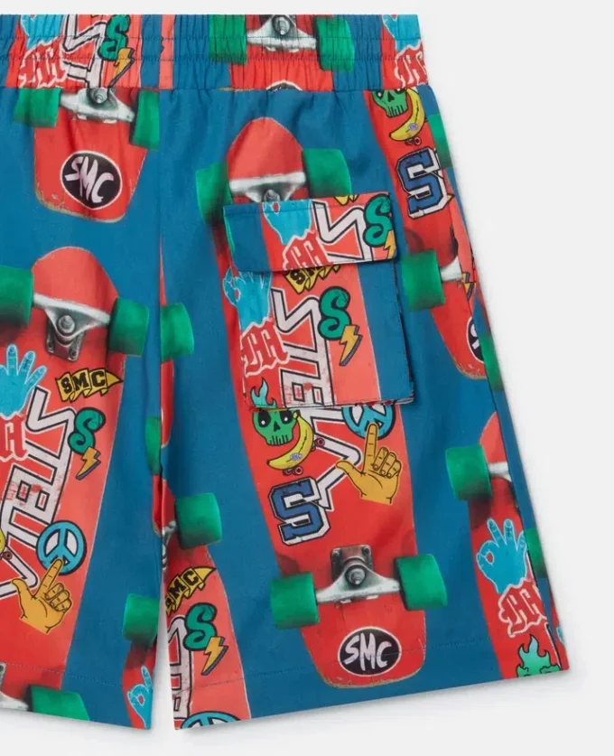 Shorts med skateboardtryck Shorts med skateboardtryck