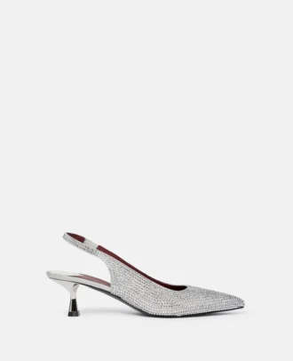 Slingbacks med kristallprydda kitten heels