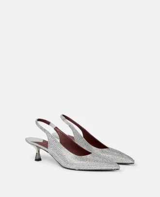 Slingbacks med kristallprydda kitten heels
