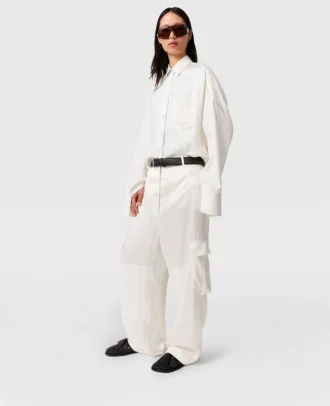 Slouchy cargobyxor med satinpaneler