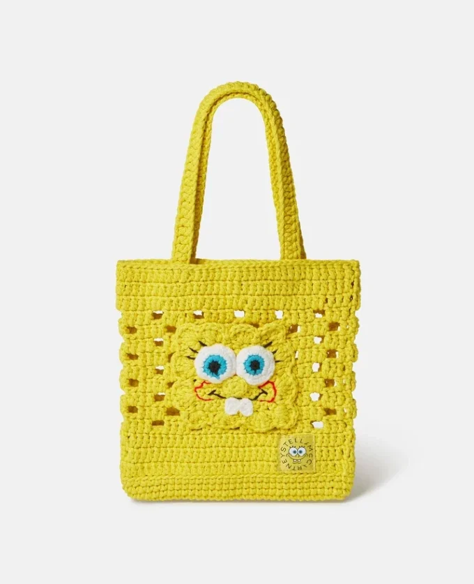 SpongeBob Graphic Crochet Tote Bag