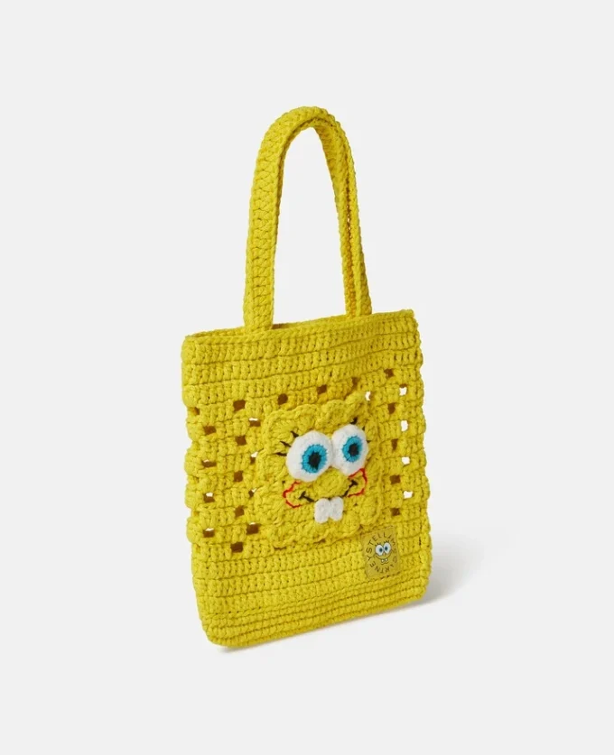SpongeBob Graphic Crochet Tote Bag
