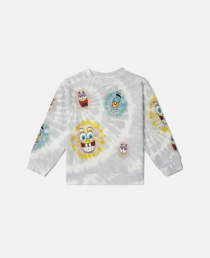 SpongeBob-tröja med grafiskt tryck och tie-dye-mönster SpongeBob-tröja med grafiskt tryck och tie-dye-mönster