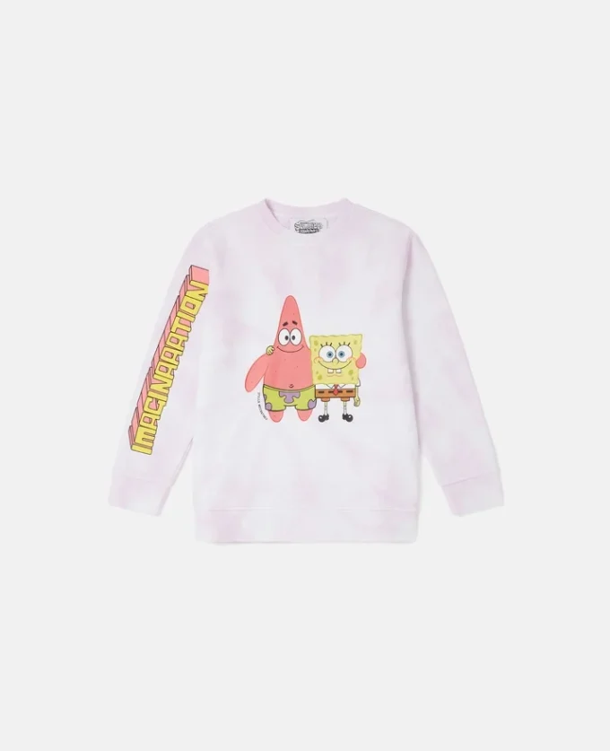 SpongeBob-tröja med grafiskt tryck och tie-dye-mönster SpongeBob-tröja med grafiskt tryck och tie-dye-mönster