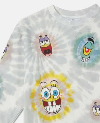 SpongeBob-tröja med grafiskt tryck och tie-dye-mönster