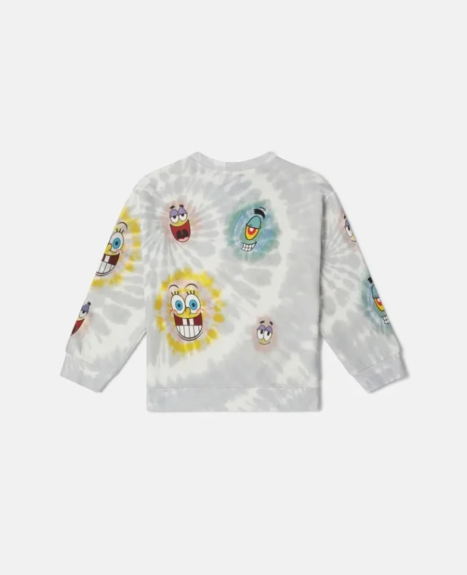 SpongeBob-tröja med grafiskt tryck och tie-dye-mönster SpongeBob-tröja med grafiskt tryck och tie-dye-mönster