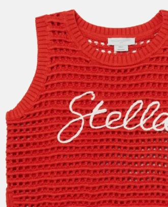 Stella broderad virkad ärmlös topp
