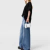 Blekta högmidjade jeans med vida ben