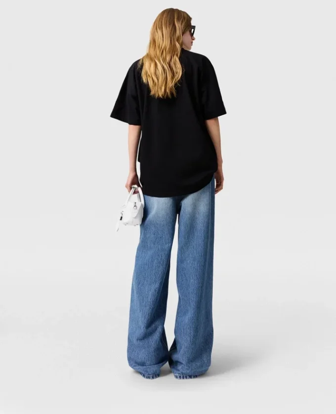Blekta högmidjade jeans med vida ben