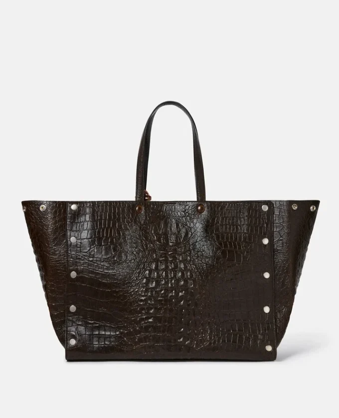 Stella Studs Large Croc-Embossed Tote Bag