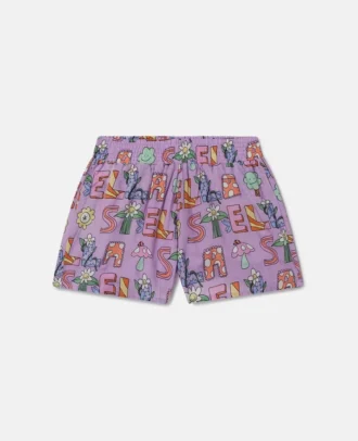 Stella Woodland elastiska shorts med bokstäver