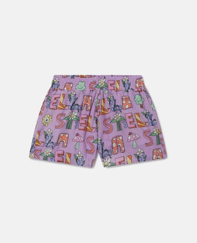 Stella Woodland elastiska shorts med bokstäver