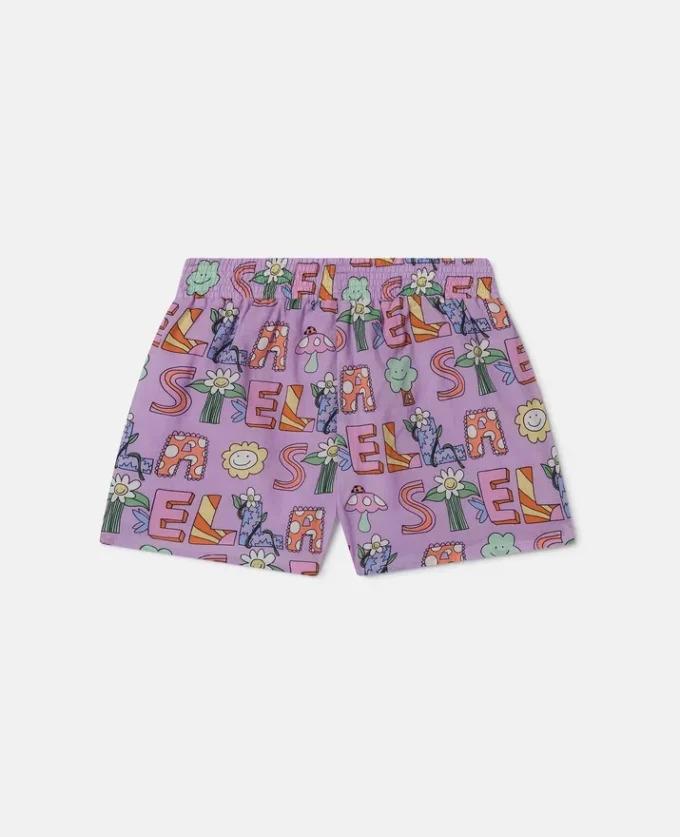 Stella Woodland elastiska shorts med bokstäver