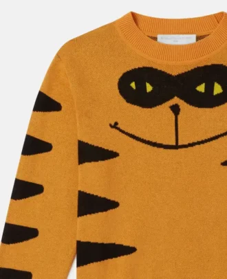 Stickad tröja med kattmotiv