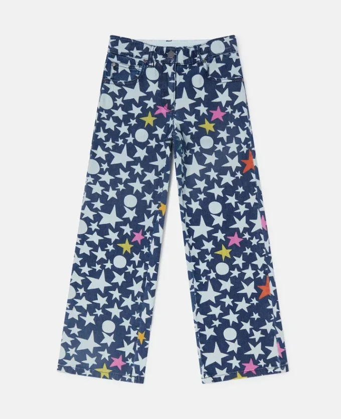 Stjärntryckta jeans med raka ben