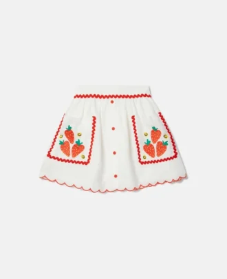 Strawberry broderad kjol med vågig kant
