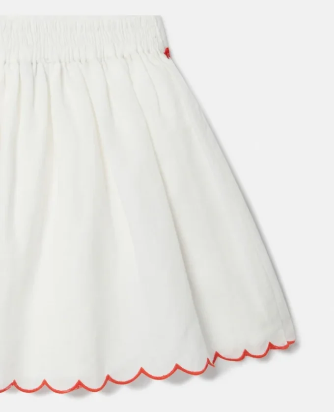 Strawberry broderad kjol med vågig kant