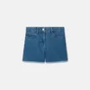 Stretch-denimshorts med fransade hjärtlapper