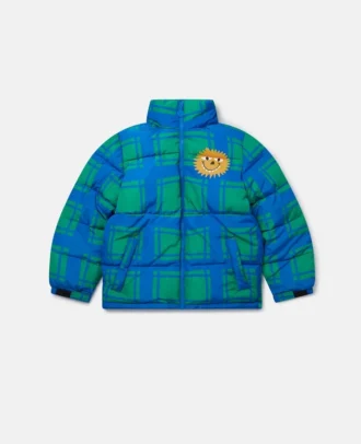 Sunshine Face Checked Puffer Coat