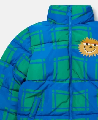 Sunshine Face Checked Puffer Coat