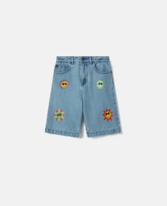Sunshine Print Denim Shorts