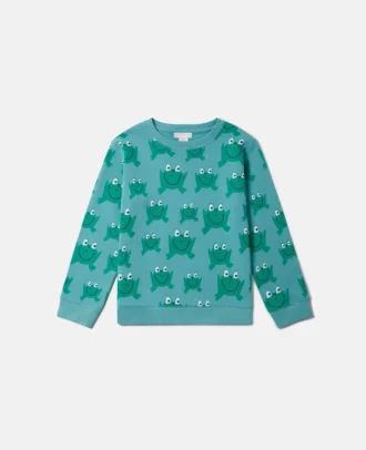 Sweatshirt med grodprint och rund hals