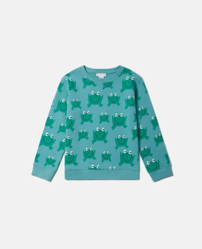 Sweatshirt med grodprint och rund hals