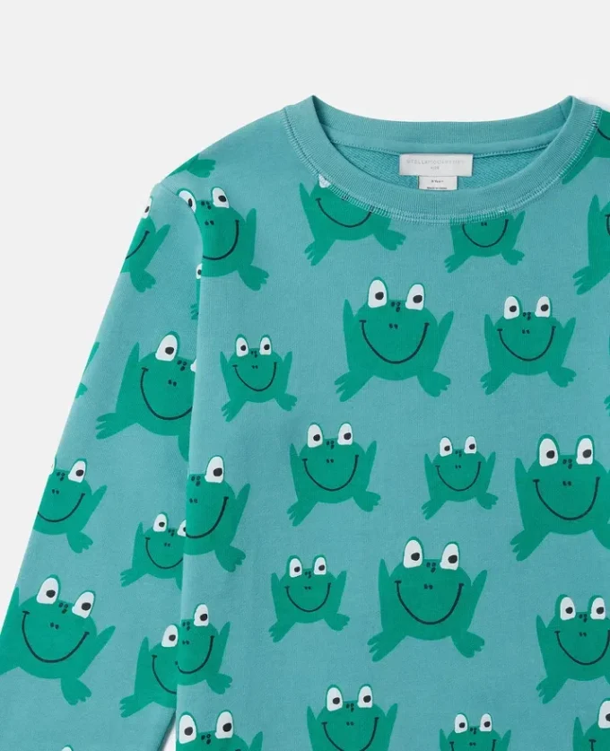 Sweatshirt med grodprint och rund hals
