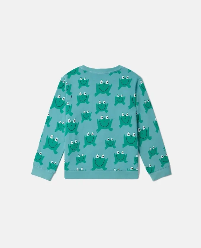 Sweatshirt med grodprint och rund hals