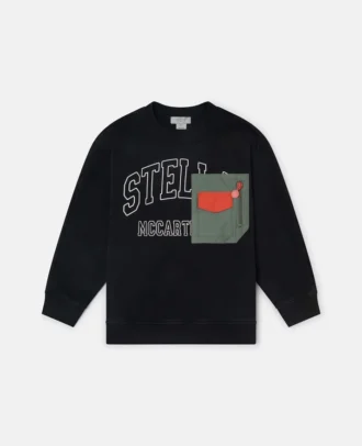 Sweatshirt med rund hals och grafiskt logo-broderi