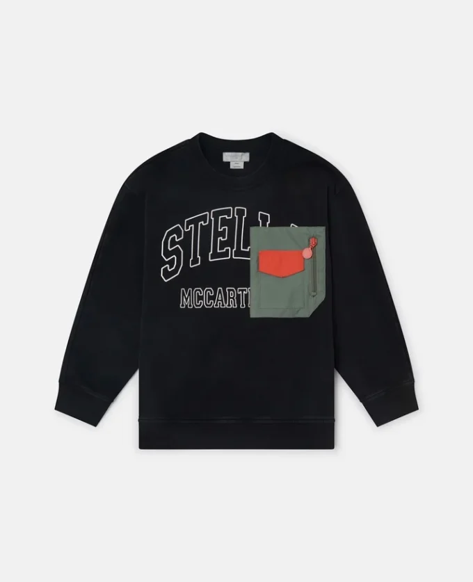 Sweatshirt med rund hals och grafiskt logo-broderi Sweatshirt med rund hals och grafiskt logo-broderi