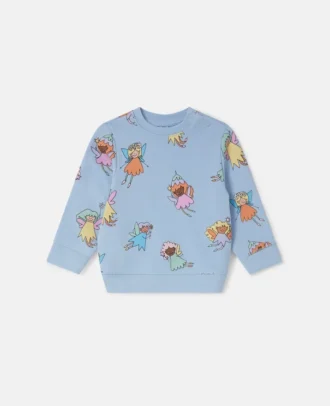 Sweatshirt med rund hals och älvtryck