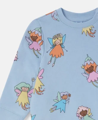 Sweatshirt med rund hals och älvtryck